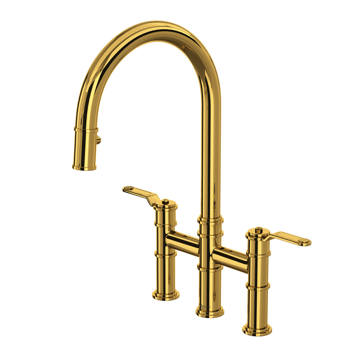 Perrin & Rowe Armstrong Pull-Down Bridge Kitchen Faucet With C-Spout Dual Spray 1.8 GPM