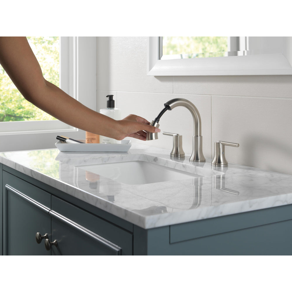 Delta Trinsic Two Handle Widespread Pull Down Bathroom Faucet - 3559-PD-DST