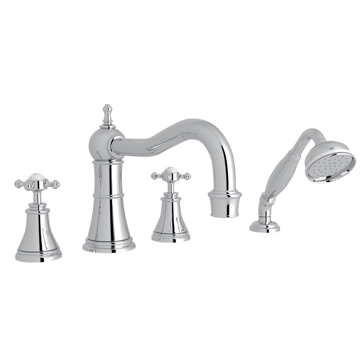 Perrin & Rowe Georgian Era 4-Hole Deck Mount Tub Filler With Column Spout Cross Handle