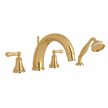 Perrin & Rowe Georgian Era 4-Hole Deck Mount Tub Filler With C-Spout Lever Handle