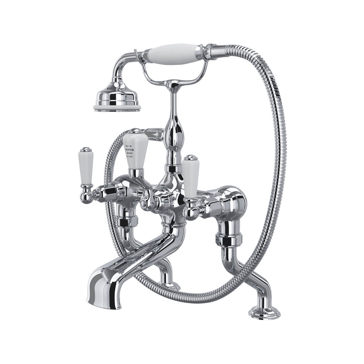 Perrin & Rowe Edwardian Exposed Deck Mount Tub Filler With Handshower, Lever Handle