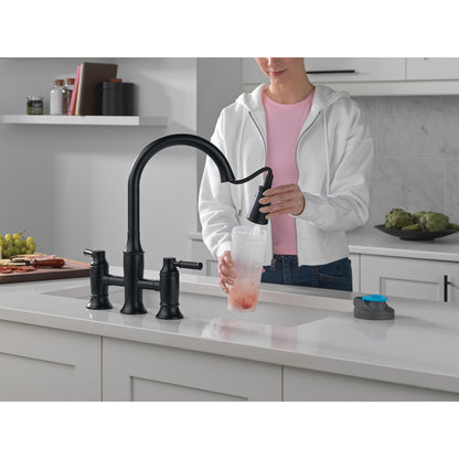 Delta Renaldi Two Handle Pull-Down Bridge Kitchen Faucet - 2384L