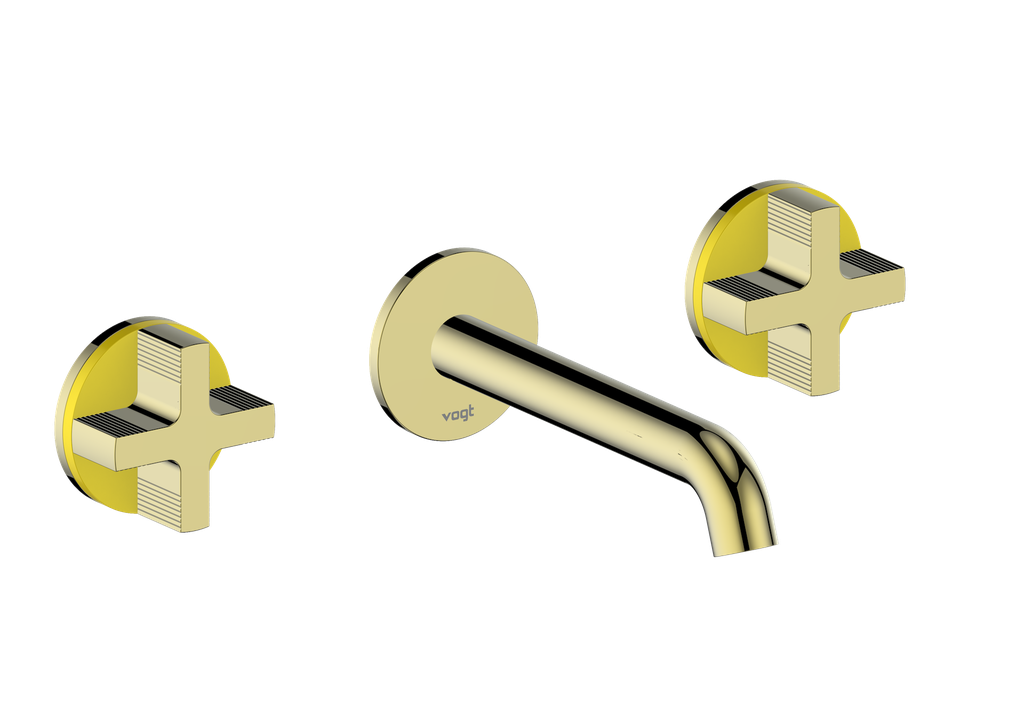 Vogt Mond 8" C.C. Wall-Mount Lavatory Faucet in Brushed Gold, Trim Only