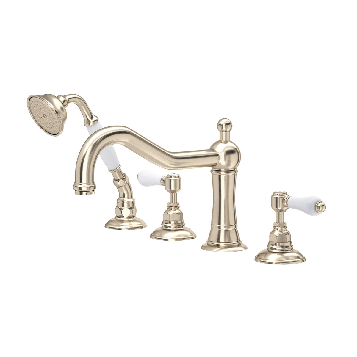 Rohl Acqui 4-Hole Deck Mount Tub Filler Porcelain Lever Handles - A1404LP