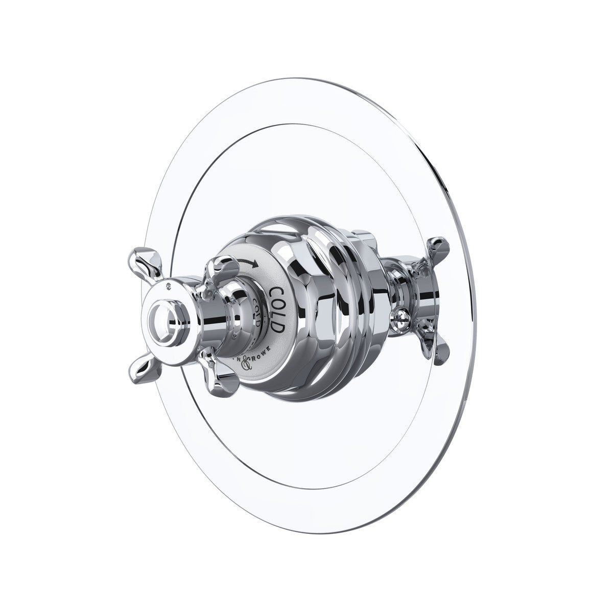 Perrin & Rowe Edwardian 3/4" Round Thermostatic Trim Without Volume Control, Cross Handle