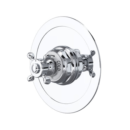 Perrin & Rowe Edwardian 3/4" Round Thermostatic Trim Without Volume Control, Cross Handle