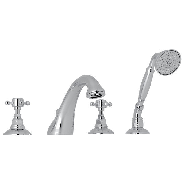 Rohl Acqui 4-Hole Deck Mount Tub Filler With Cross Handles - A1464XM