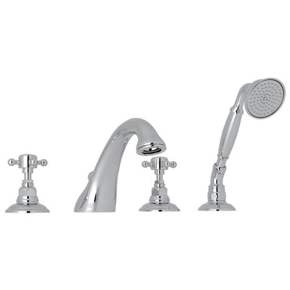 Rohl Acqui 4-Hole Deck Mount Tub Filler With Cross Handles - A1464XM