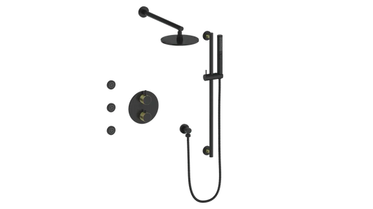 Vogt Drava 3-Way Thermostatic Shower System With Body Jets & Rough-In Valve - SET.DA.320.810