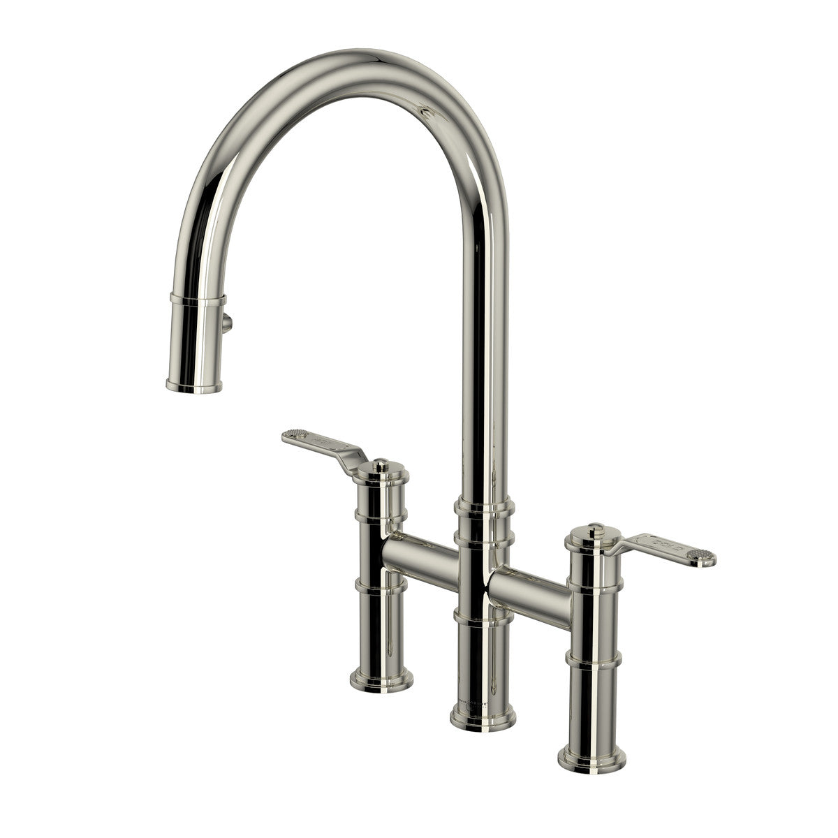 Perrin & Rowe Armstrong Pull-Down Bridge Kitchen Faucet With C-Spout Dual Spray 1.8 GPM