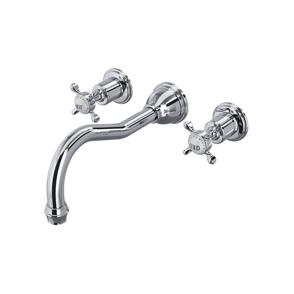 Perrin & Rowe Edwardian Wall Mount Tub Filler Trim With Column Spout Cross Handle