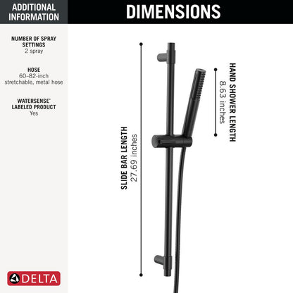 Delta 51537 Bonacci 2-Setting Hand Shower with ProClean Spray - Slide Bar Mount