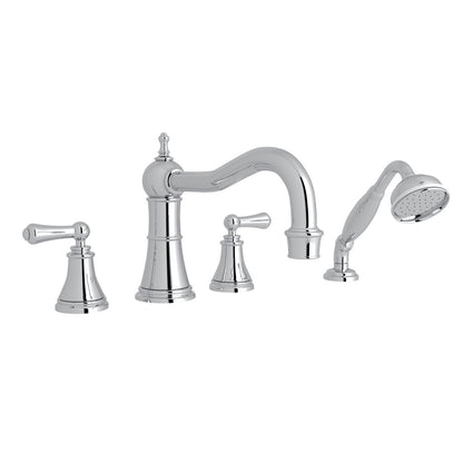 Perrin & Rowe Georgian Era 4-Hole Deck Mount Tub Filler With Column Spout Lever Handle