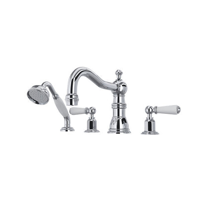 Perrin & Rowe Edwardian 4-Hole Deck Mount Tub Filler With Column Spout Lever Handle