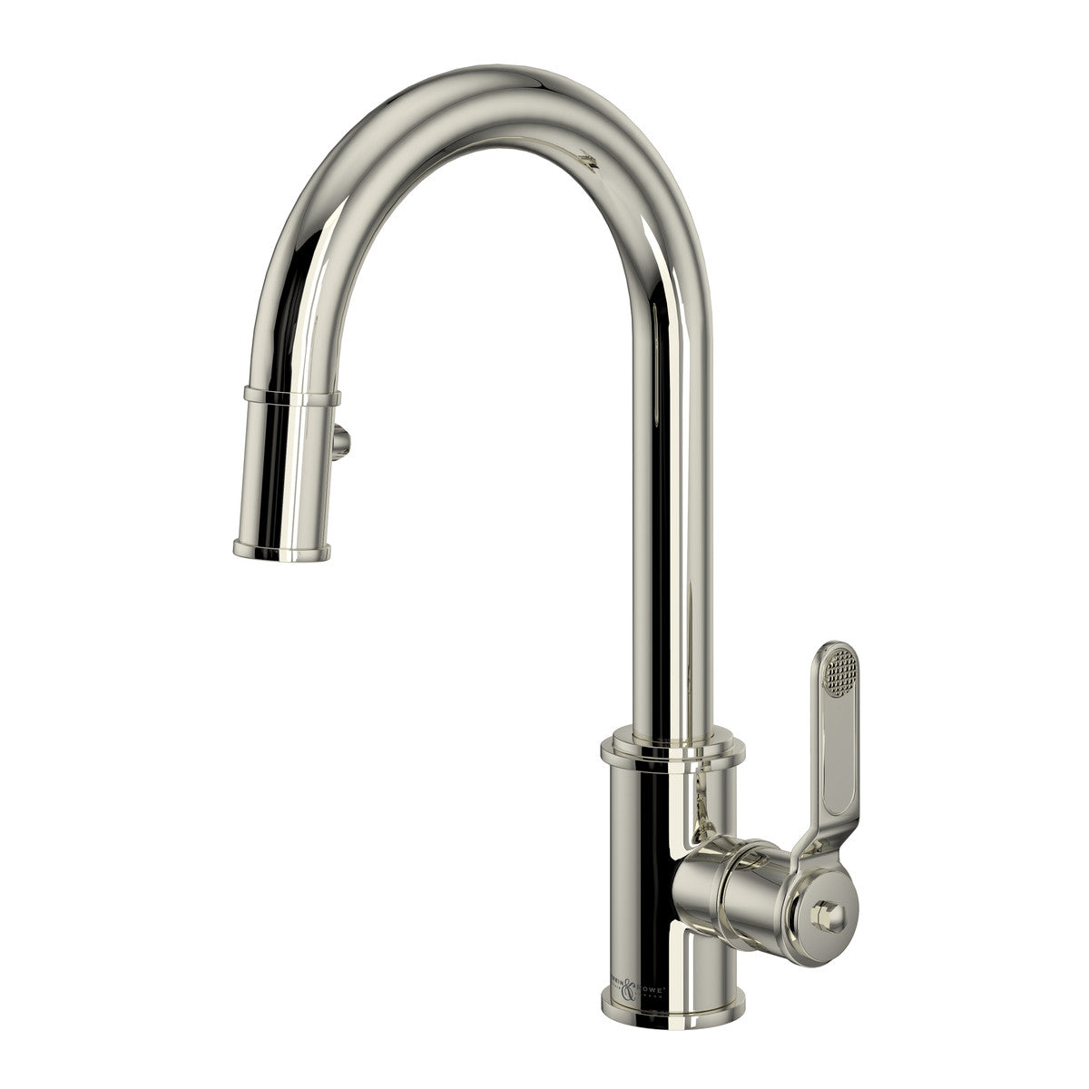 Perrin & Rowe Armstrong Pulldown Bar And Food Prep Faucet With C-Spout Dual Spray 1.8 GPM