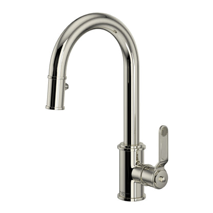 Perrin & Rowe Armstrong Pulldown Bar And Food Prep Faucet With C-Spout Dual Spray 1.8 GPM