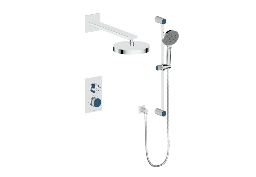 Vogt Mond 2-Way Thermostatic Shower System With Rough-In Valve, Polished Chrome