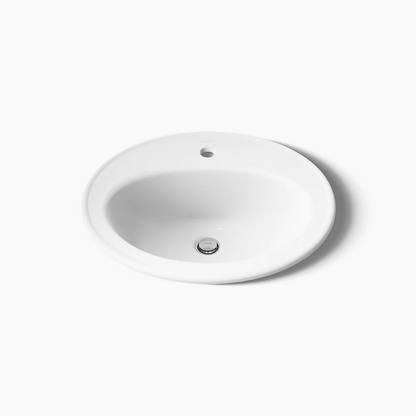 Kohler Pennington 20-1/4" Oval Drop-In Bathroom Sink With Faucet Hole