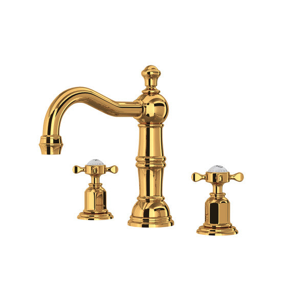 Perrin & Rowe Edwardian Widespread Lavatory Faucet With Column Spout, Cross Handle