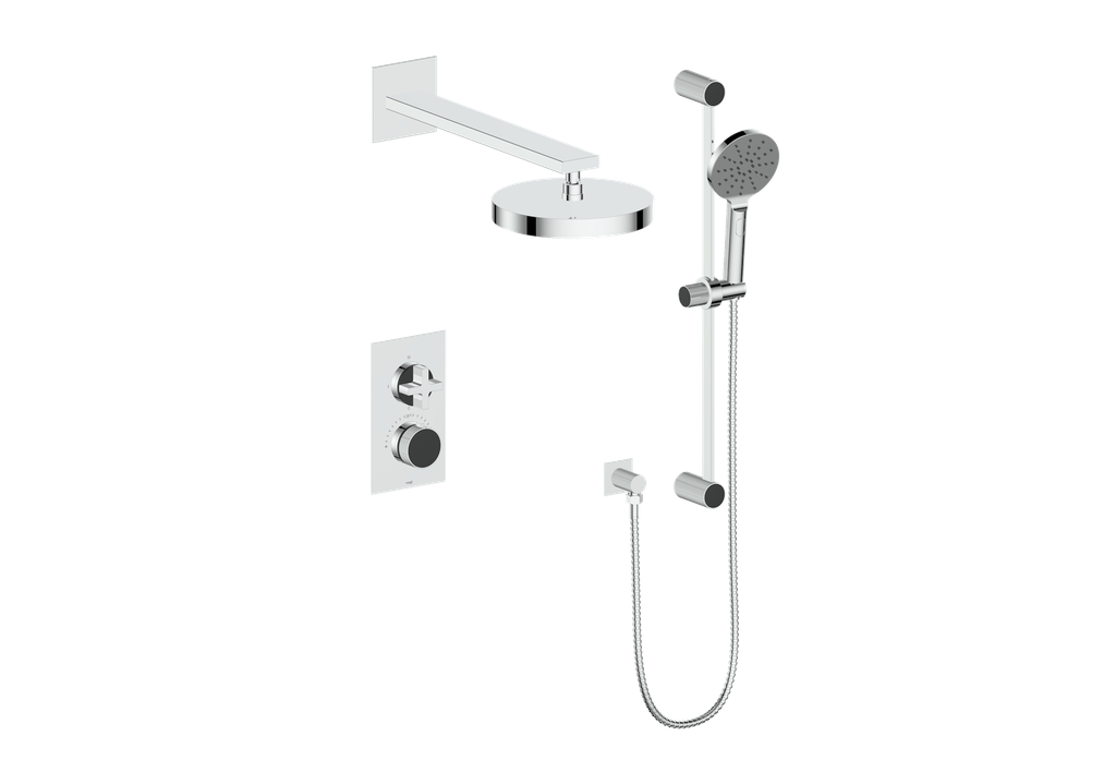 Vogt Mond 2-Way Thermostatic Shower System With Rough-In Valve, Polished Chrome
