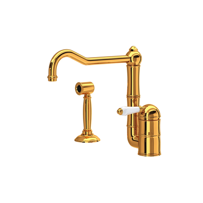 Rohl Acqui Kitchen Faucet With Side Spray, Porcelain Lever Handles - A3608LPWS-2