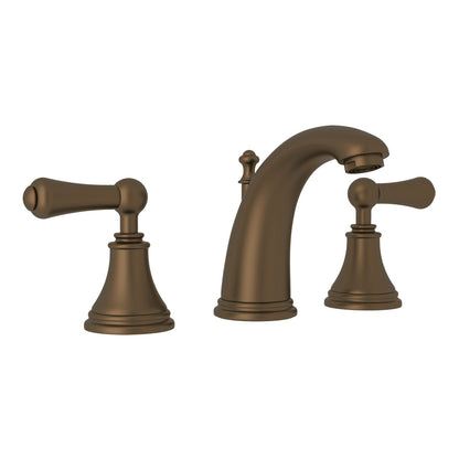 Perrin & Rowe High Neck Georgian Era Widespread Lavatory Faucet, Metal Lever Handle