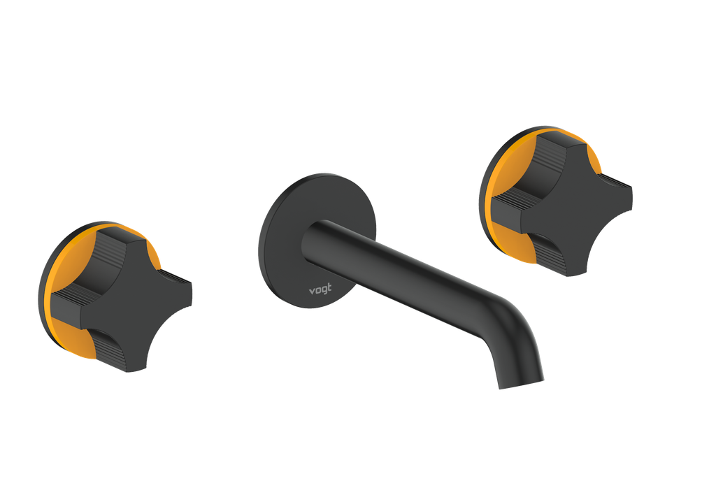 Vogt Mond 8" C.C. Wall-Mount Lavatory Faucet in Matte Black, With Rough-In