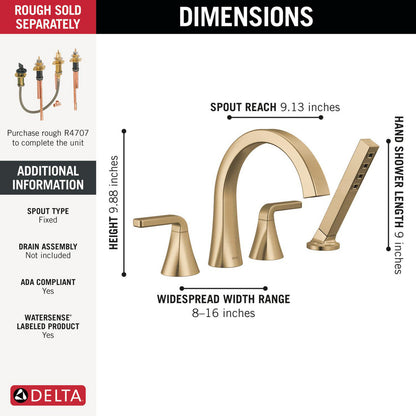 Delta T4762 Lineax Roman Tub Filler Trim with Hand Shower