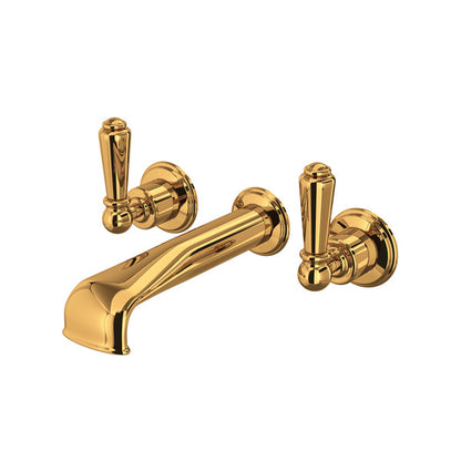 Perrin & Rowe Edwardian Wall Mount Tub Filler Trim With U-Spout Lever Handles