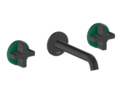 Vogt Mond 8" C.C. Wall-Mount Lavatory Faucet in Matte Black, Trim Only