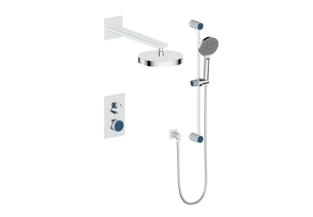 Vogt Mond 2-Way Thermostatic Shower System With Rough-In Valve, Polished Chrome