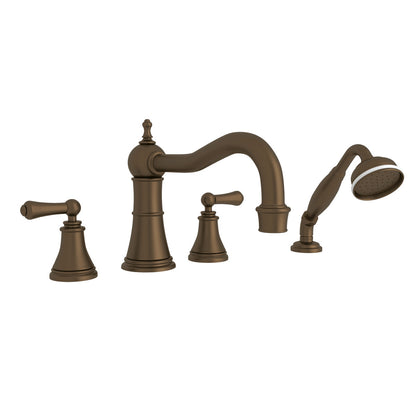 Perrin & Rowe Georgian Era 4-Hole Deck Mount Tub Filler With Column Spout Lever Handle