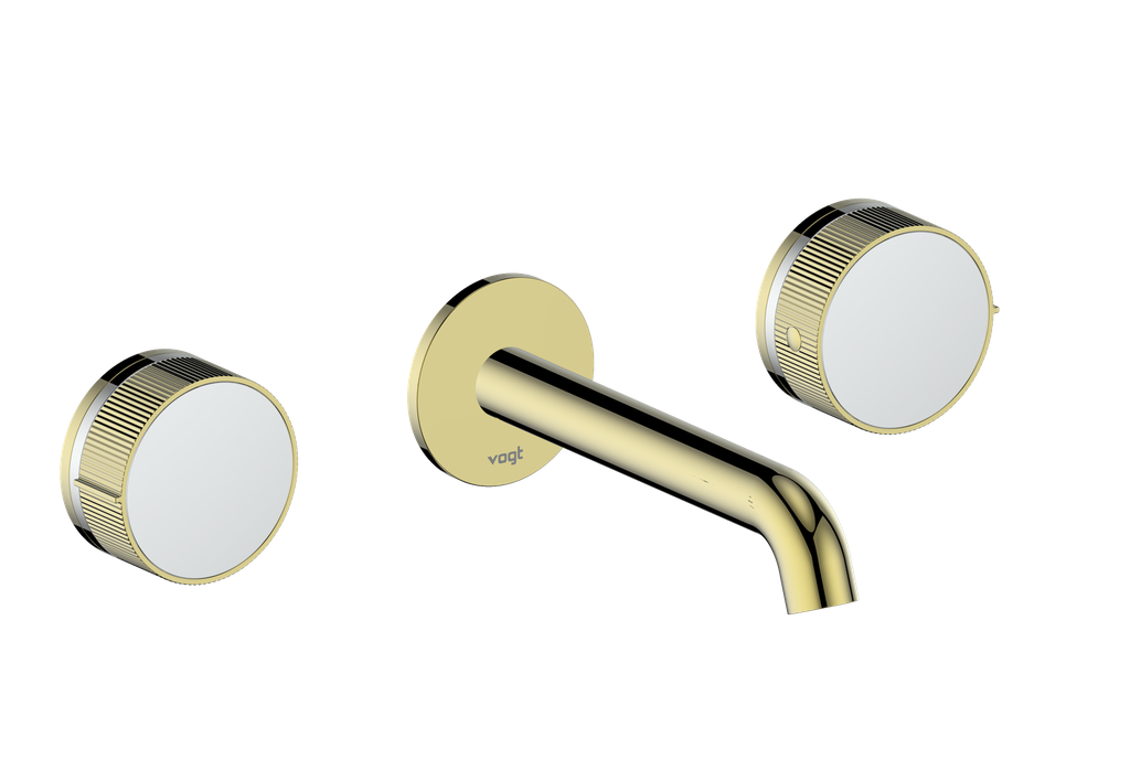 Vogt Mond 8" C.C. Wall-Mount Lavatory Faucet in Brushed Gold, With Rough-In