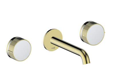 Vogt Mond 8" C.C. Wall-Mount Lavatory Faucet in Brushed Gold, With Rough-In