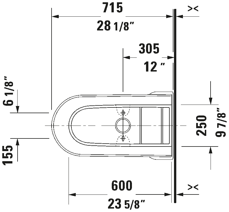 Duravit Darling New Elongated Single Top Push Button Flush One-Piece Toilet 1.28 GPF
