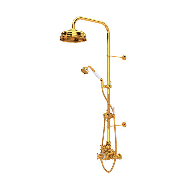 Perrin & Rowe Edwardian 3/4" Exposed Wall Mount Thermostatic Shower System, Cross Handles
