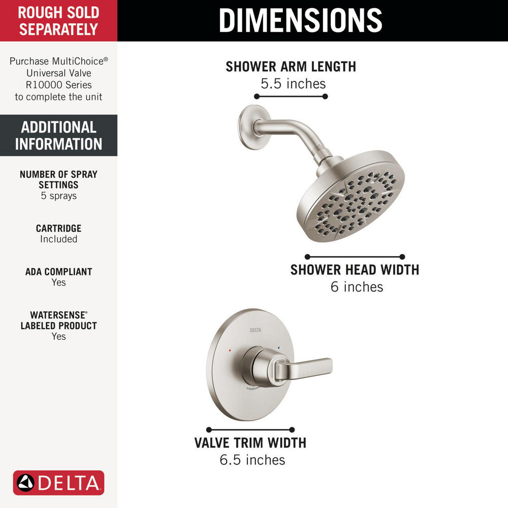 Delta Lineax Monitor 14 Series Shower Trim - T14262