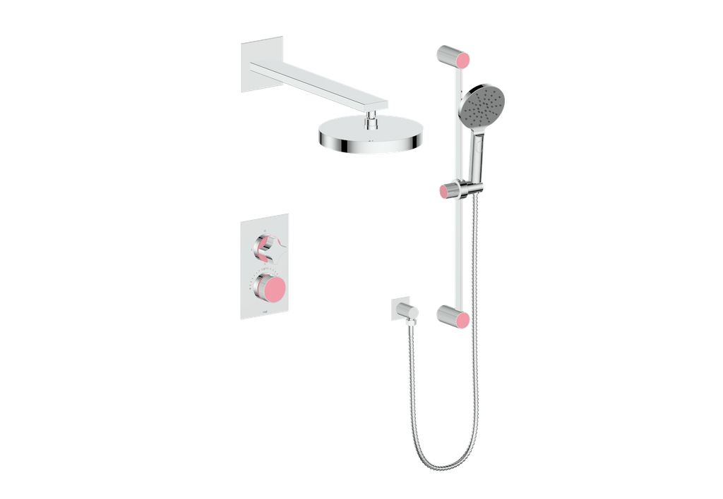 Vogt Mond 2-Way Thermostatic Shower System With Rough-In Valve, Polished Chrome
