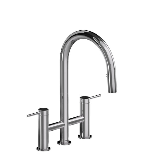 Riobel Azure Bridge Pull-Down Kitchen Faucet With C-Spout Dual Spray 1.5 GPM