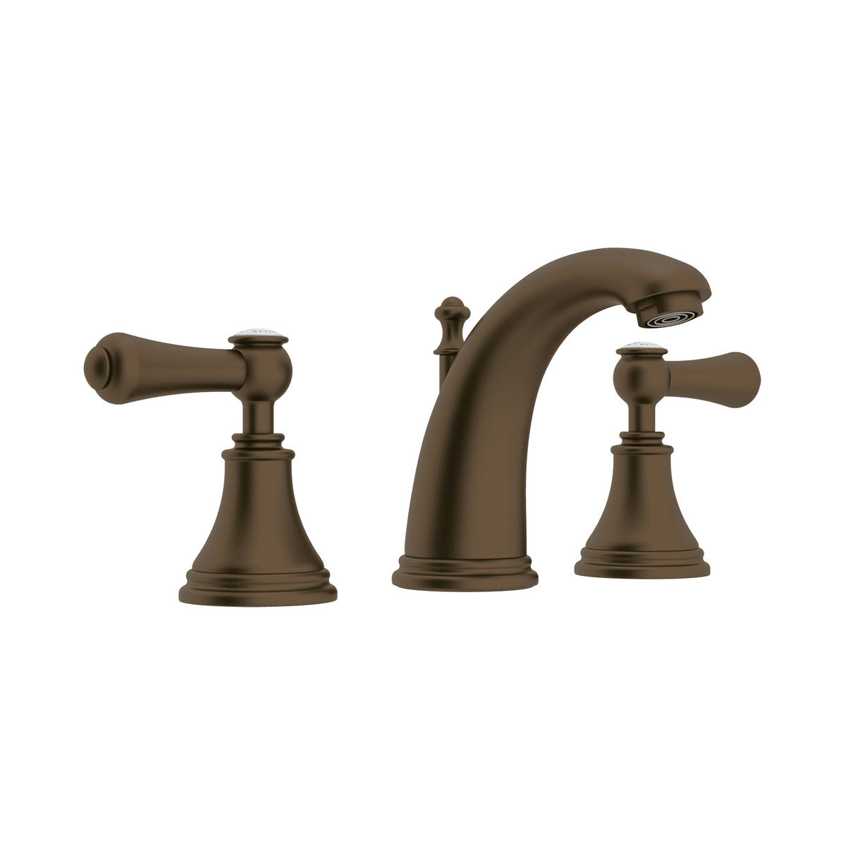 Perrin & Rowe High Neck Georgian Era Widespread Lavatory Faucet, White Porcelain Lever Handle