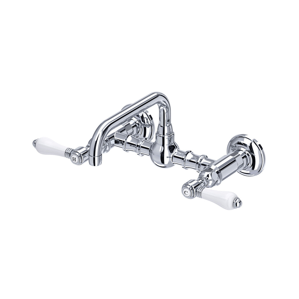 Rohl Acqui Robinet de lavabo mural avec bec en U et poignées en porcelaine - A1423LP-2