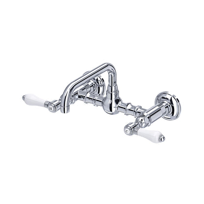 Rohl Acqui Robinet de lavabo mural avec bec en U et poignées en porcelaine - A1423LP-2