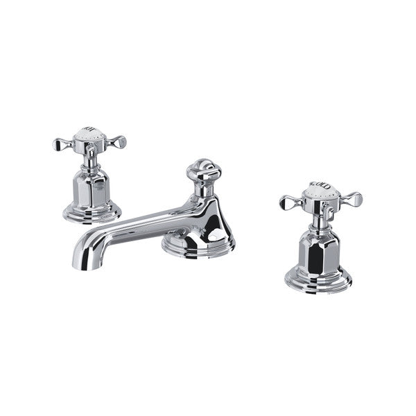Perrin & Rowe Edwardian Widespread Lavatory Faucet With Low Spout, Cross Handle