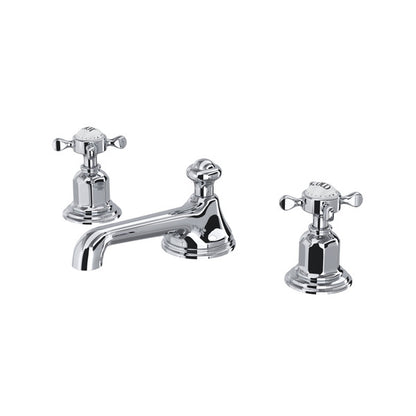 Perrin & Rowe Edwardian Widespread Lavatory Faucet With Low Spout, Cross Handle
