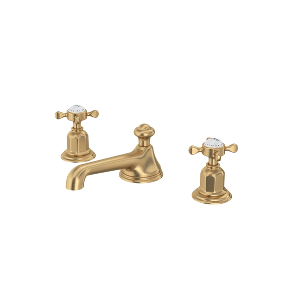 Perrin & Rowe Edwardian Widespread Lavatory Faucet With Low Spout, Cross Handle