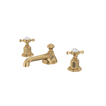 Perrin & Rowe Edwardian Widespread Lavatory Faucet With Low Spout, Cross Handle