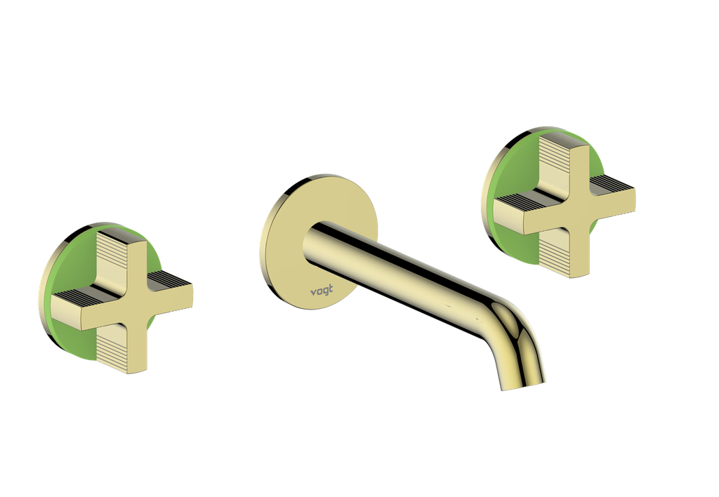 Vogt Mond 8" C.C. Wall-Mount Lavatory Faucet in Brushed Gold, Trim Only