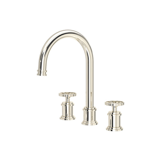 Perrin & Rowe Armstrong Widespread Lavatory Faucet With C-Spout- Wheel Handle