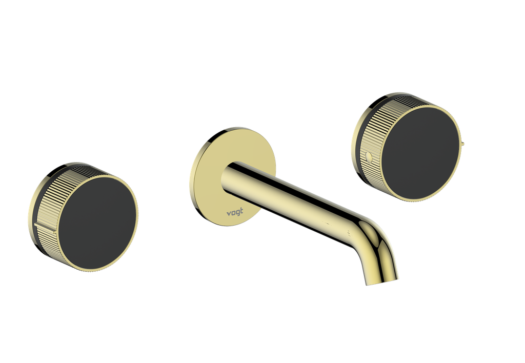 Vogt Mond 8" C.C. Wall-Mount Lavatory Faucet in Brushed Gold, With Rough-In