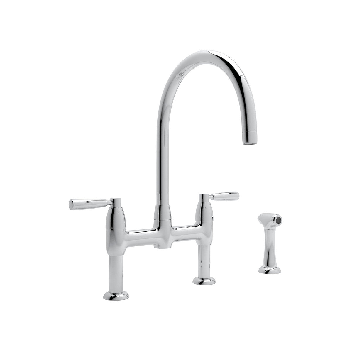 Perrin & Rowe Holborn Bridge Kitchen Faucet With C-Spout And Side Spray 1.5 GPM